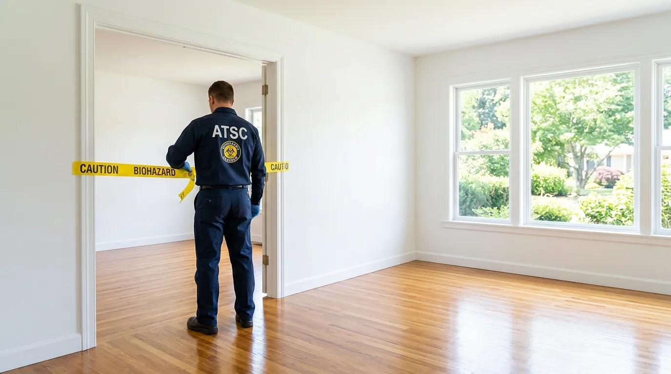 Certified biohazard cleanup crew performing Decomposition Cleanup in Allen Park